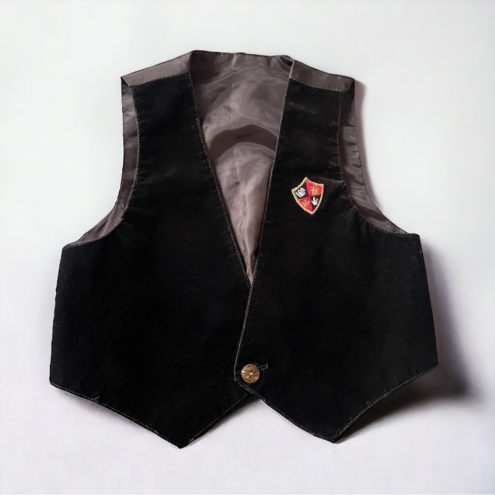 Vintage black velvet toddler vest - size 2T